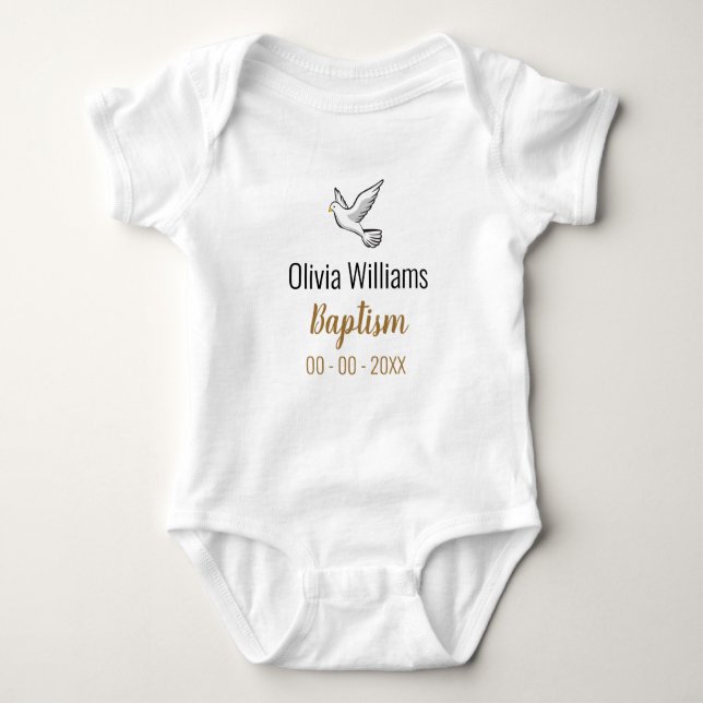 Baptism med Dove Keepsak Baby Bodykostym T Shirt (Framsida)