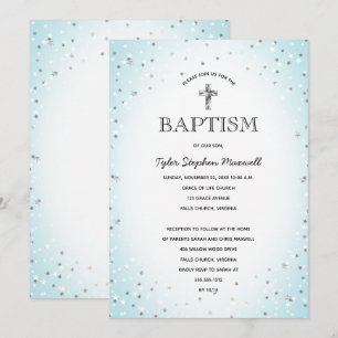 Baptism med dubbla kärnor och Kor Blue Pojke Inbjudningar