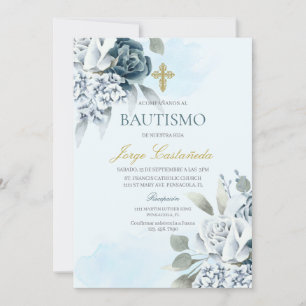 Baptism med lätt blommigt inbjudningar