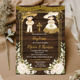 Baptism med vit Blommigt, inbjudan till Fiesta Twi