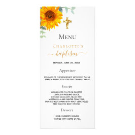 Baptism Menu solros eucalyptus greenery Reklamkort