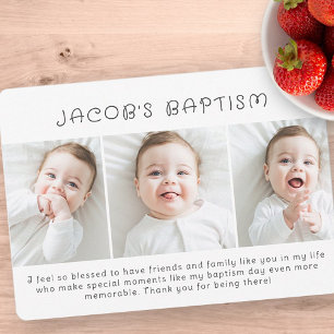 Baptism Modern enkel Chic tre foto Tack Kort