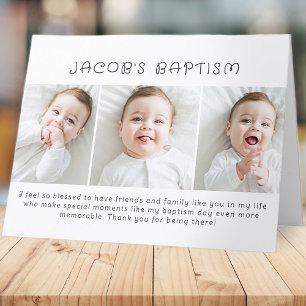 Baptism Modern enkel Chic tre foto Tack Kort