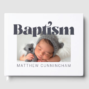 Baptism Modern fet, enkel foto-Tack Gästböcker