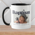 Baptism Modern fet, enkel foto-Tack Kaffemugg<br><div class="desc">Den här enkla och klassiska designen består av serif-typografi och lägger till ett anpassningsbar-foto. Den här utformningen är modern,  chic,  lekfull och roligt.</div>