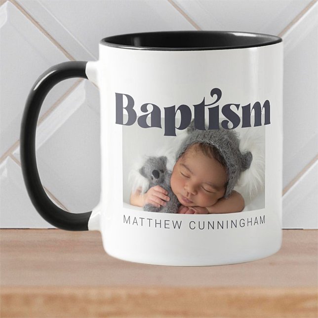 Baptism Modern fet, enkel foto-Tack Kaffemugg (Skapare uppladdad)