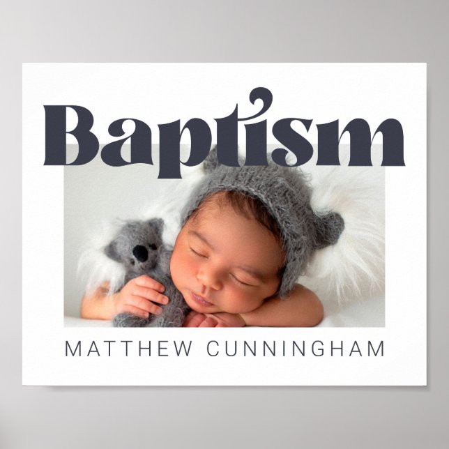 Baptism Modern fet, enkel foto-Tack Poster (Framsidan)