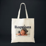 Baptism Modern fet, enkel foto-Tack Tygkasse<br><div class="desc">Den här enkla och klassiska designen består av serif-typografi och lägger till ett anpassningsbar-foto. Den här utformningen är modern,  chic,  lekfull och roligt.</div>