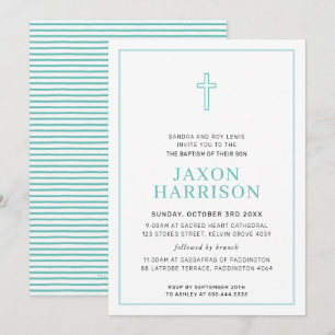 BAPTISM modern minimal grönt med enkel mynta i kor Inbjudningar
