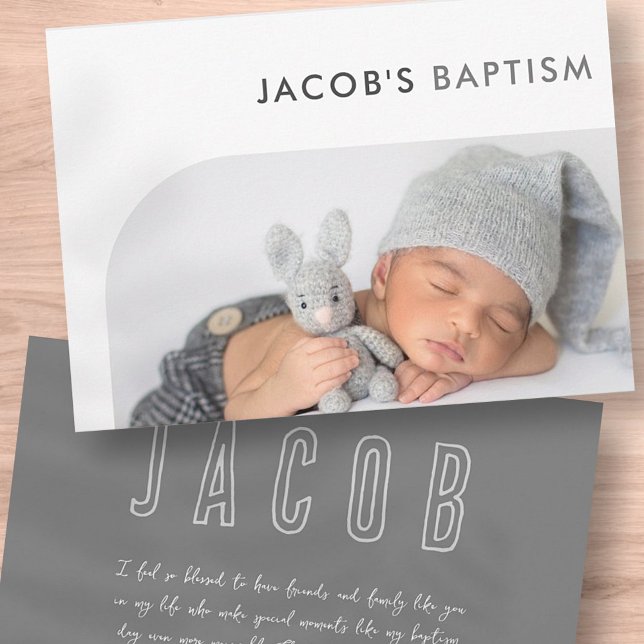 Baptism Modern minimalistisk, enkelt foto Tack Kort (Skapare uppladdad)