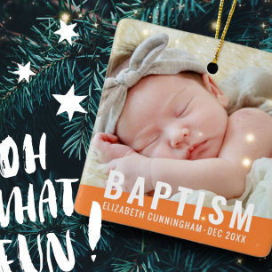 Baptism Modern Simple Anpassningsbar Baby Photo Julgransprydnad Keramik