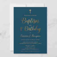 Baptism mörk blått Guld Kor 1:a födelsedag