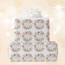 Baptism Namn Datum Kor Dove Vår blommor Presentpapper