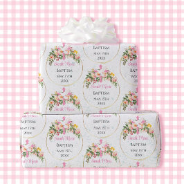 Baptism Namn Rosa  Blommigt Spray Presentpapper