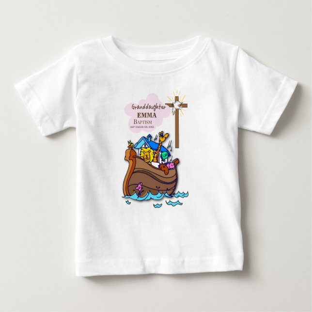Baptism Noahs Ark farmdotters Personlig T Shirt (Framsida)