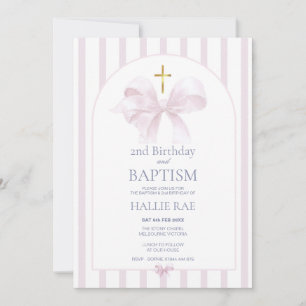 Baptism och andra födelsedagsinbjudan, Rosa Bow-de Inbjudningar