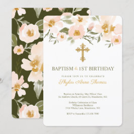 Baptism och Blommigtar för första Eleganten på föd Inbjudningar