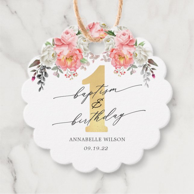 Baptism och första födelsedag Tack Gåvor Etiketter (Framsida)