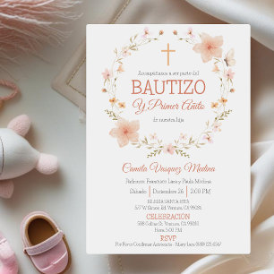 Baptism och första födelsedagen Bautizo y Primer A Inbjudningar