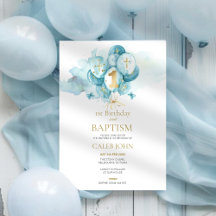 Baptism och inbjudan till Blue Balloon 1:a födelse