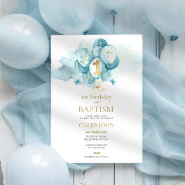 Baptism och inbjudan till Blue Balloon 1:a födelse
