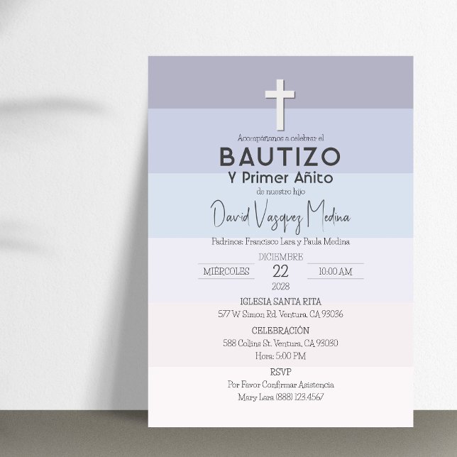 Baptism och minimalistisk första födelsedag inbjudningar (Skapare uppladdad)