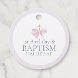 Baptism och Rosa vid födelsedag Gåvor Etiketter