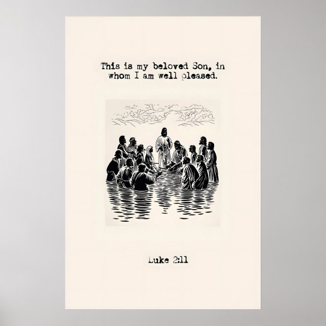 Baptism of Jesus Art Print Scripture Illustration Poster (Framsidan)