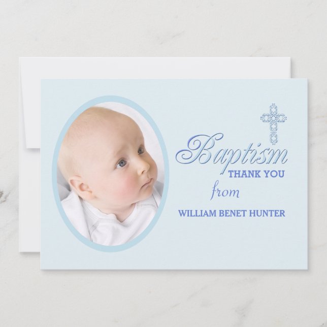 Baptism Ord Blue Photo Tack Notecard Anteckningskort (Framsida)