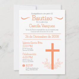 Baptism på spanska Cute Bautizo Kor och Löv I Inbjudningar
