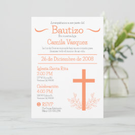 Baptism på spanska Cute Bautizo Kor och Löv I Inbjudningar