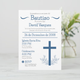 Baptism på spanska Cute Bautizo Kor och Löv I Inbjudningar