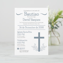 Baptism på spanska Cute Bautizo Kor och Löv I Inbjudningar