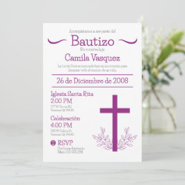 Baptism på spanska Cute Bautizo Kor och Löv Inbjudningar