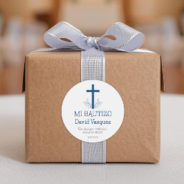 Baptism på spanska Simple Bautizo Kor och Löv Runt Klistermärke