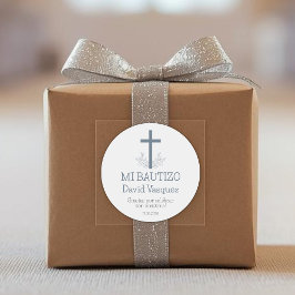 Baptism på spanska Simple Bautizo Kor och Löv Runt Klistermärke