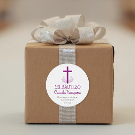 Baptism på spanska Simple Bautizo Kor och Löv Runt Klistermärke