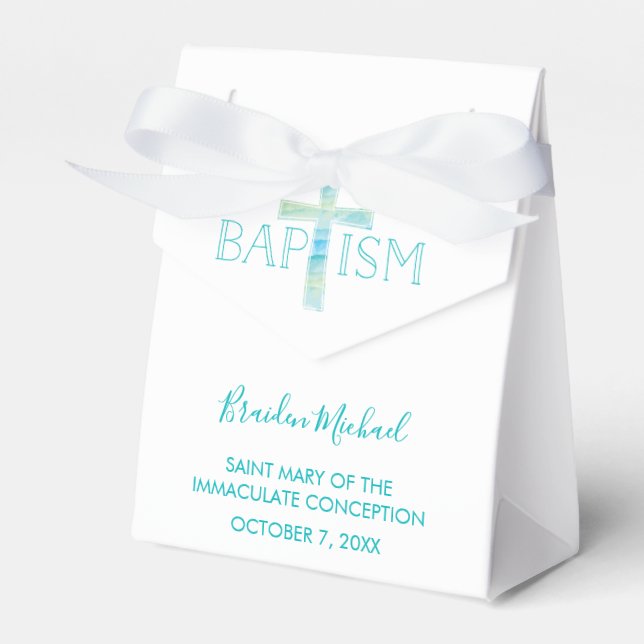 Baptism Party Favor Box - pojkens julfavoriter Presentaskar (Framsidan Sidan)