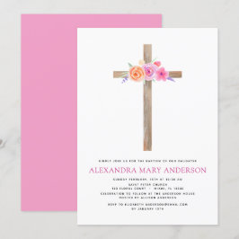 Baptism Pastel Blommigt Rosa ros Kor-inbjudan Inbjudningar