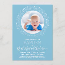 Baptism Photo Inbjudan, insamling av bläddrade Rel