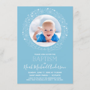 Baptism Photo Inbjudan, insamling av bläddrade Rel Inbjudningar