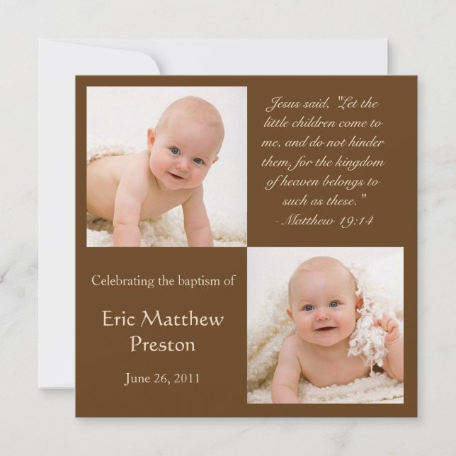 Baptism Photo Inbjudan med Bible Verse (Framsida)
