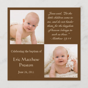 Baptism Photo Inbjudan med Bible Verse