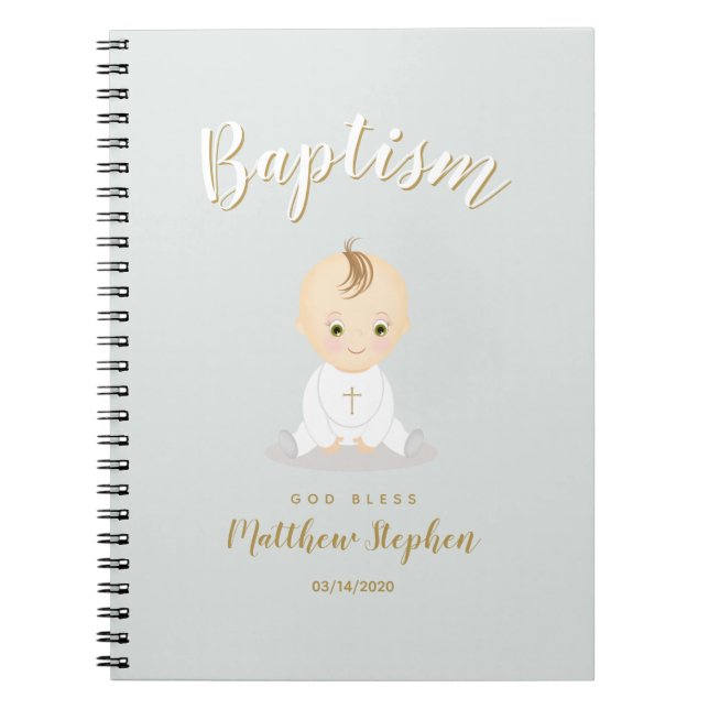 Baptism Pojke Anteckningsbok Med Spiral (Framsidan)
