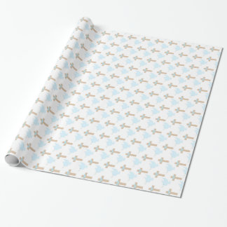 Baptism Pojke Blue Wrapping Papper Presentpapper