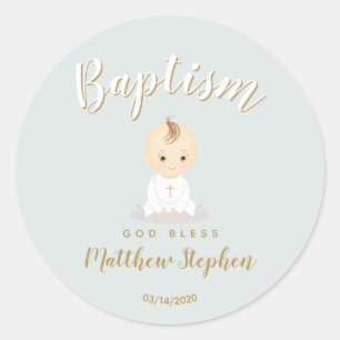 Baptism Pojke Runt Klistermärke
