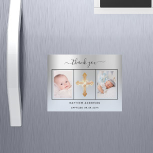 Baptism pojke silver blå fototack för din magnet
