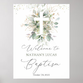 Baptism Poster i Greenery Foliage Kor Baby