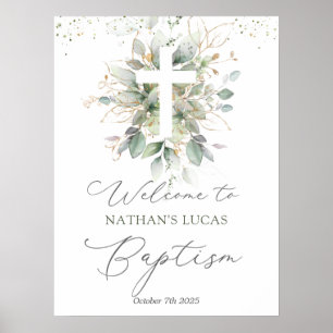 Baptism Poster i Greenery Foliage Kor Baby