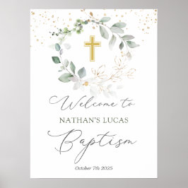 Baptism Poster i Greenery Foliage Kor Baby